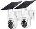 SEHMUA 2K Solar Security Cameras Wireless Outdoor, 2 Pack 360Â° View Pan/Tilt WiFi Security Camera Outside with Color Night Vision,Easy to Install, PIR Alarm, 2-Way Audio