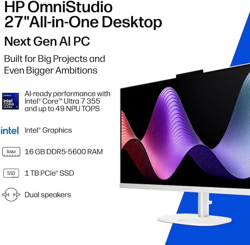 HP OmniStudio 27 Touch All in One, Intel Ultra 7 Core 355 32GB RAM 1TB SSD