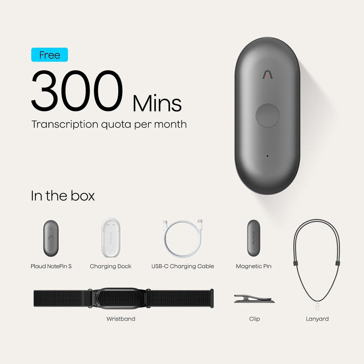 Plaud NotePin S Wearable AI Voice Recorder, Transcribe & Summarize, Purple