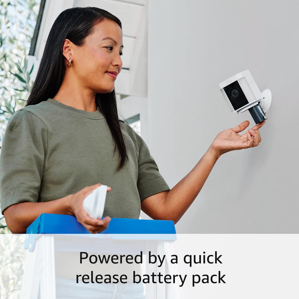 Ring Spotlight Cam Plus, Battery, Home or Business Security with HD video, Two-Way Talk, Color Night Vision, and Security Siren, Black