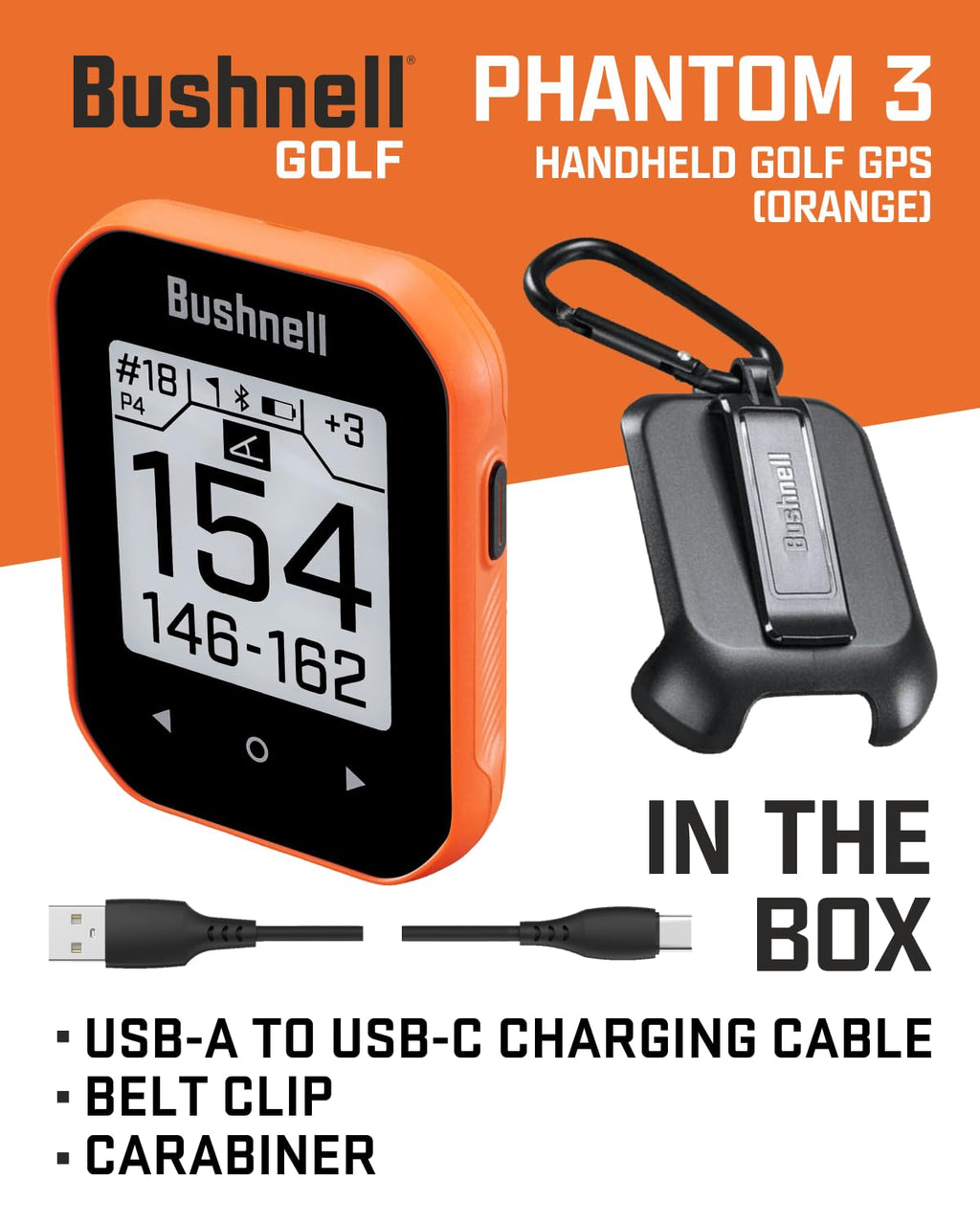 Bushnell Phantom 3 Slope Golf GPS Rangefinder (Blue) with BITE Magnetic Mount and GreenView with Slope-Adjusted Distances, 38,000+ Courses, Auto Hole Advance with Wearable4U Cleaning Cloth Bundle
