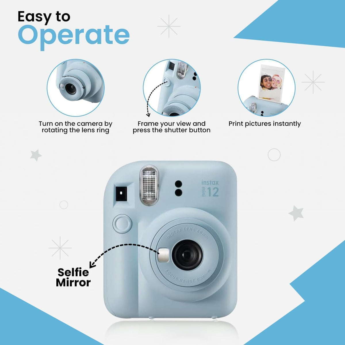 Fujifilm INSTAX MINI 12 Blue Bundle 2025 (2 Single Packs (20 Sheets), Lilac Purple)
