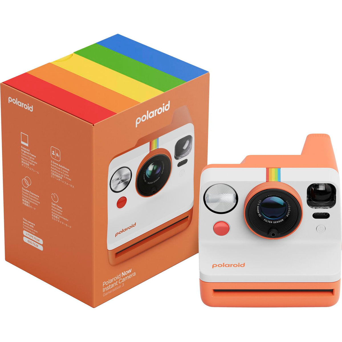 Polaroid Now Generation3 iType Camera in Pebble White + 8 Film Bundle