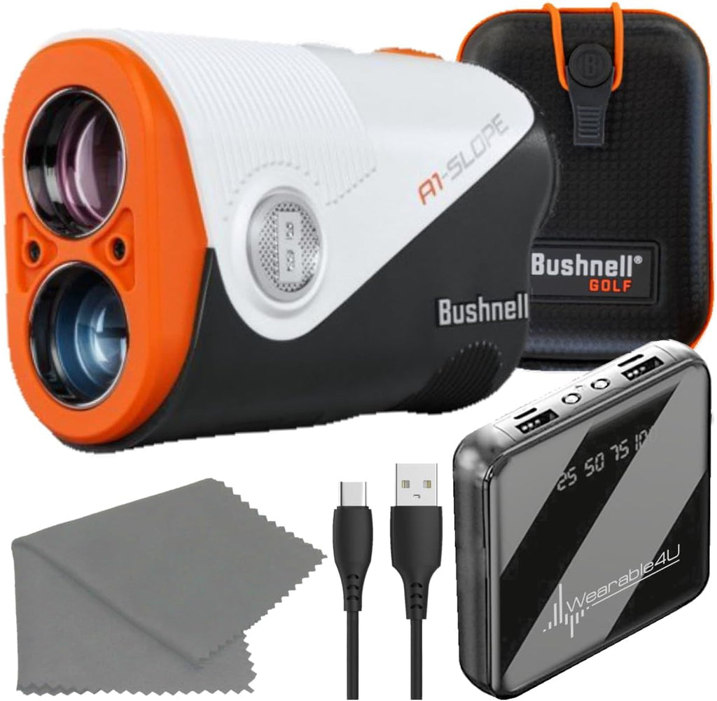 Bushnell A1-Slope Ultra-Compact Golf Laser Rangefinder, Slope Technology with Wearable4U PowerBank Bundle