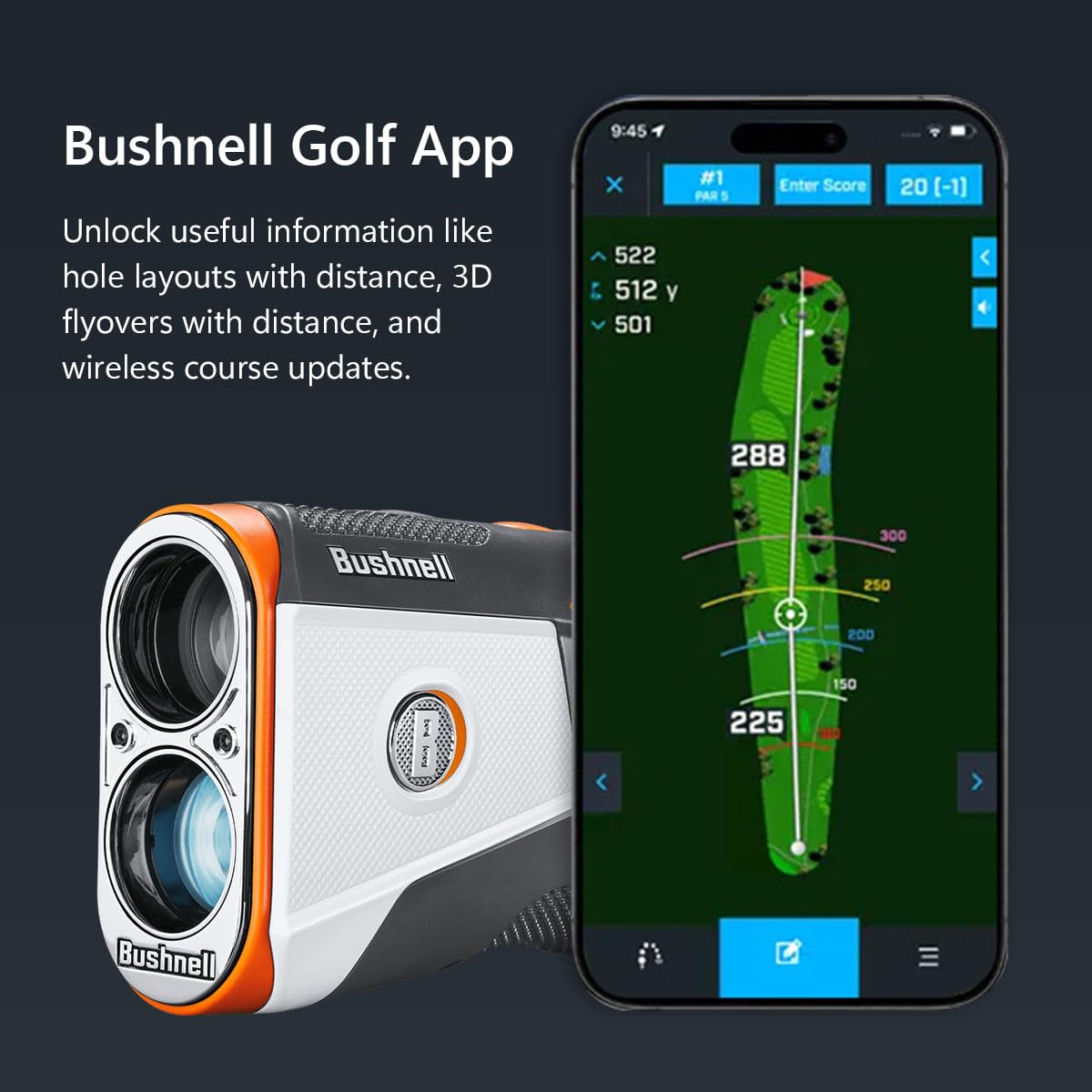 Bushnell Golf Tour V6 Shift Laser Rangefinder | Slope Compensation, PinSeeker, Magnetic Mount, 6X Magnification, 1300 Yard Range, 3D Flyovers in App, Signature Series Golf Towel