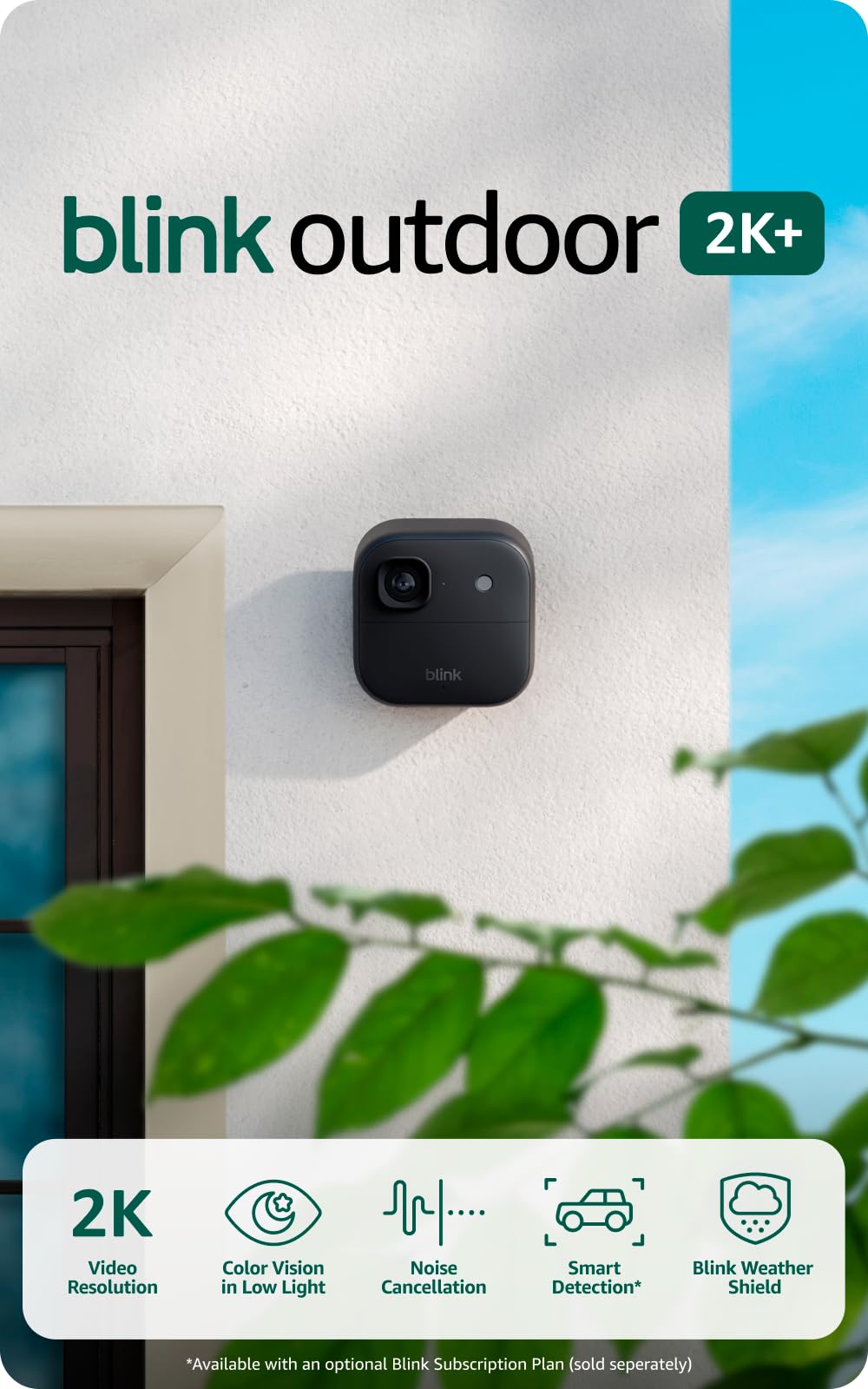 Blink Outdoor 2K+ (newest model) â Wireless smart security camera, 2K video resolution, enhanced audio, two-year battery. Sync Module Core included â 2 camera system (Black)