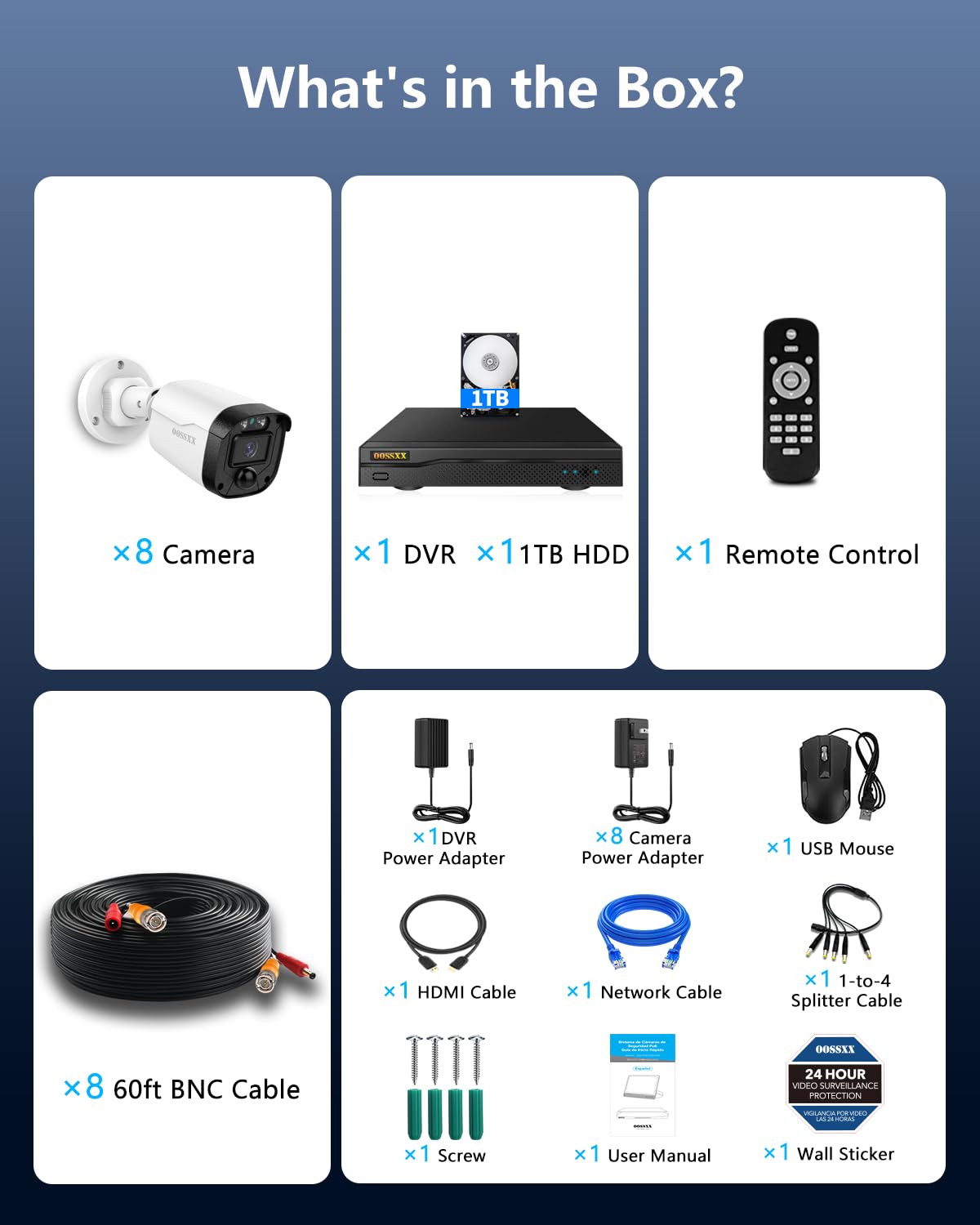 5MP HD-Analog Outdoor Wired Security Camera CCTV Cameras 1TB Hard Drive