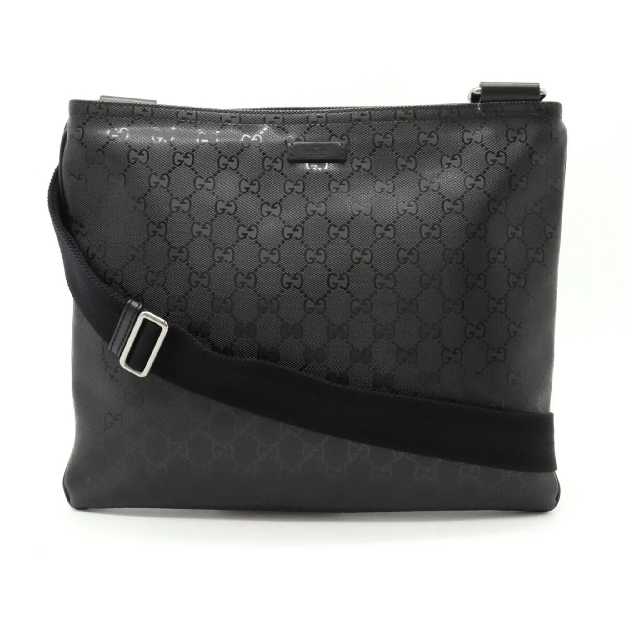 Pre-Owned GG GUCCI Imprime 201446 Leather Shoulder Gucci Bag Crossbody Black (Good)