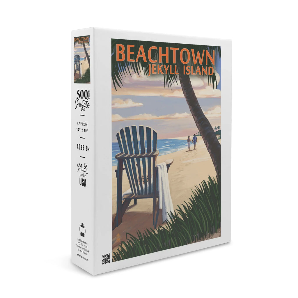 Jekyll Adults and in Family, Island, 500 Adirondack Made on inches, USA) for Beachtown, Premium Jigsaw the Chair Georgia, Beach Piece (19x27 Puzzle