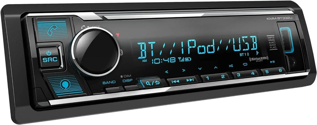 AM/FM Alexa, DIN Single Color with Bluetooth MP3 Tuner Compatible Car with Multi Built Face, LCD, KMM-BT332U Port, Stereo Radio, Player, Detachable SiriusXM Amazon USB in