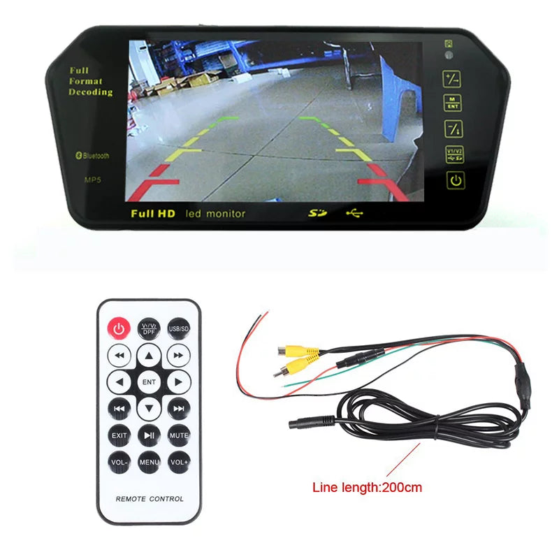 USB Car with Monitor Slot Display Mp5 Mirror Photo TFT Built-in RearView Full HD 7" LCD FM inch Bluetooth TF Car