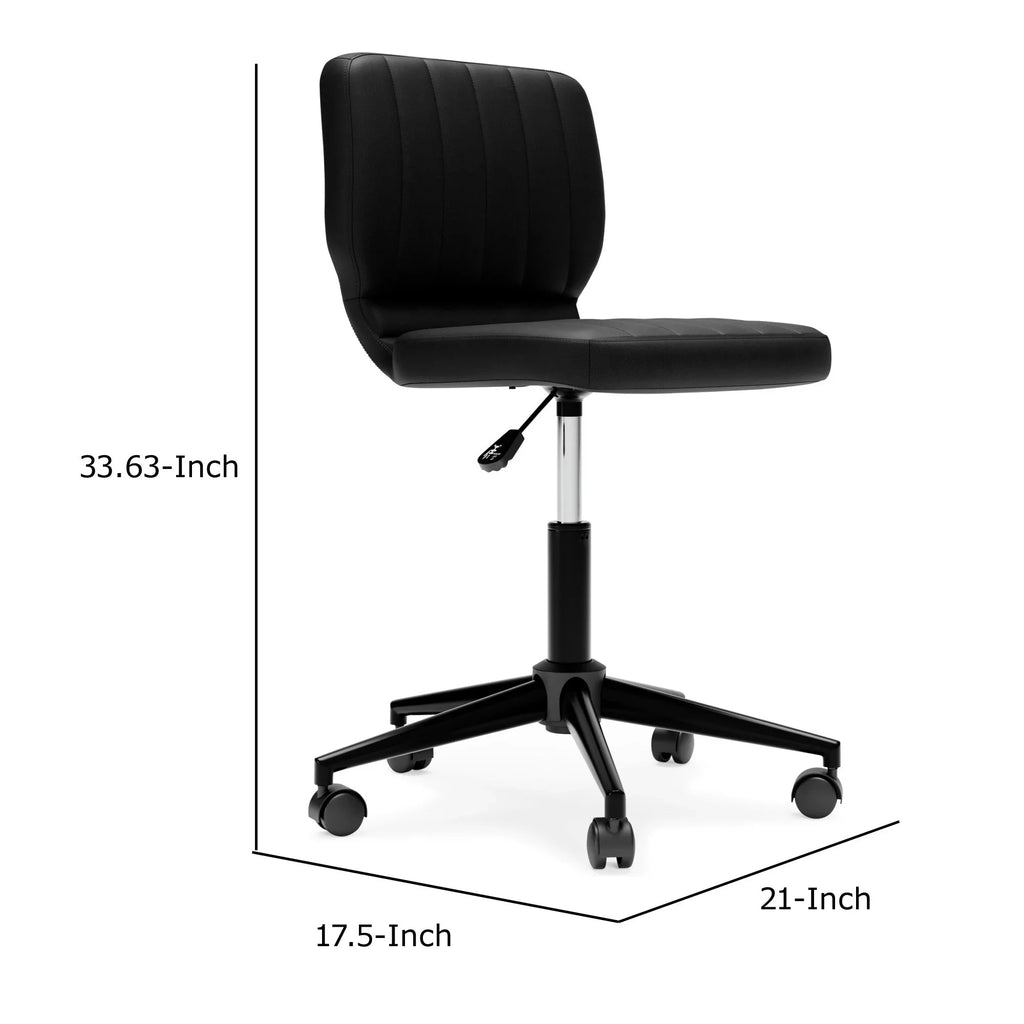Modern Office Leather, Faux Tufted, Sara Chair, Black Swivel 18 Chanel Inch