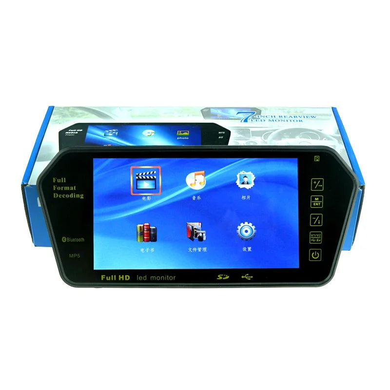 USB Car with Monitor Slot Display Mp5 Mirror Photo TFT Built-in RearView Full HD 7" LCD FM inch Bluetooth TF Car