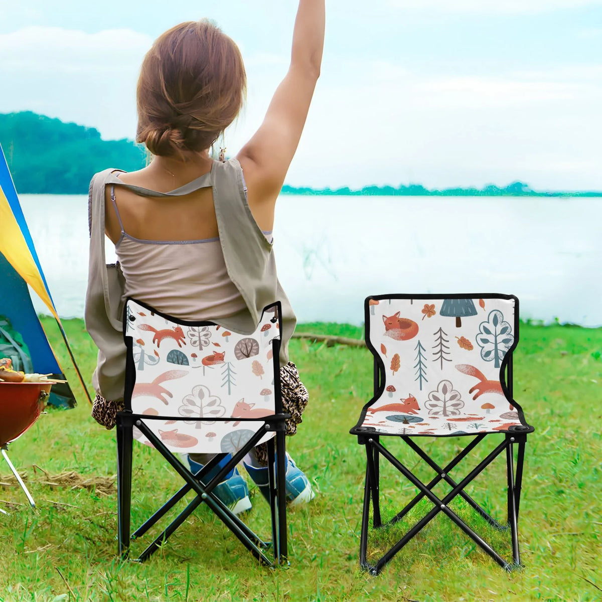 Folding Lawn with 220LBS transportable Outdoor Camping to Chair Forest Chair Carry Chair Fishing in Chair Bag Beach Support Fox