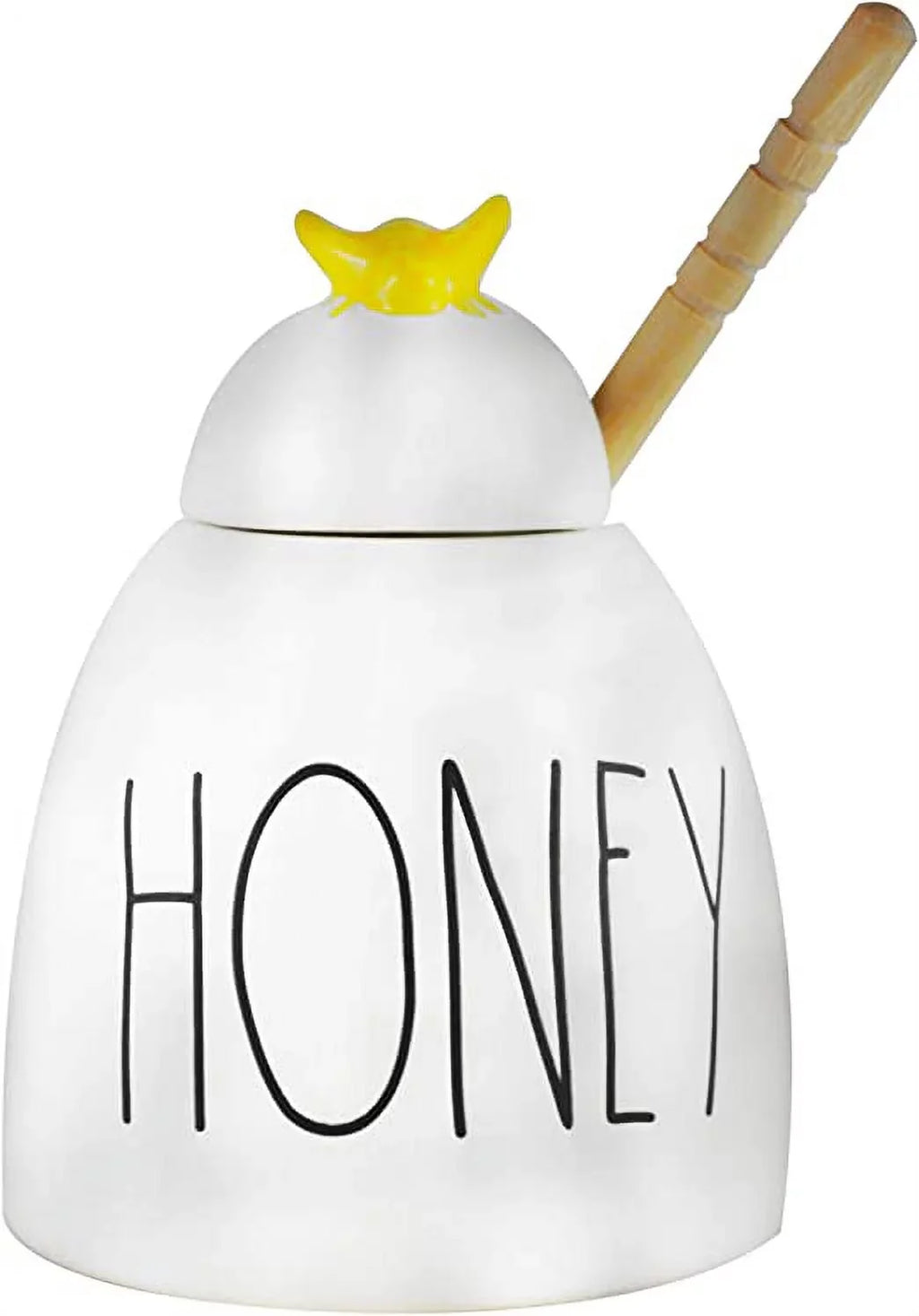 Dunn Bee Black with Dipper Kitchen Rae Ivory on Pot Lid Ceramic and Yellow HONEY Letters LL Wooden