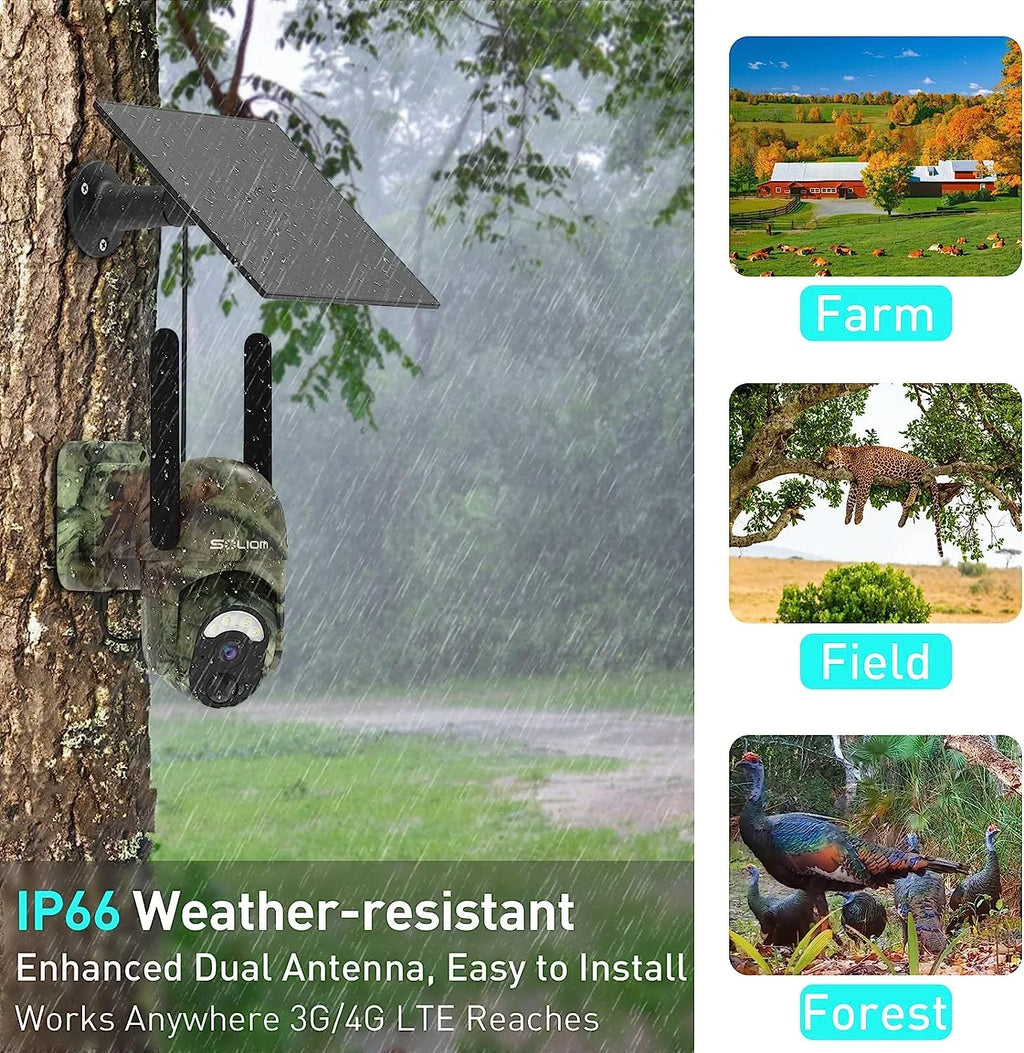Hunting with 355°View Trial Vision 1080p Tilt with Night Soliom Pan Outdoor LTE Camera SIM Cellular S50 3G/4G Card,Wireless Cameras
