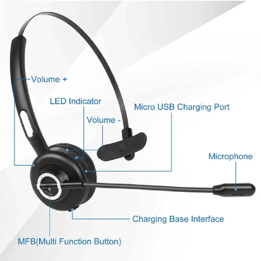 Function Headset, for Charging Mic With Wireless Microphone, Noise 3 Comfortable Dock NEX with Isolation with Cell Headset Headset Wireless Bluetooth Base UX-M97 Phone Mute vivo Charging