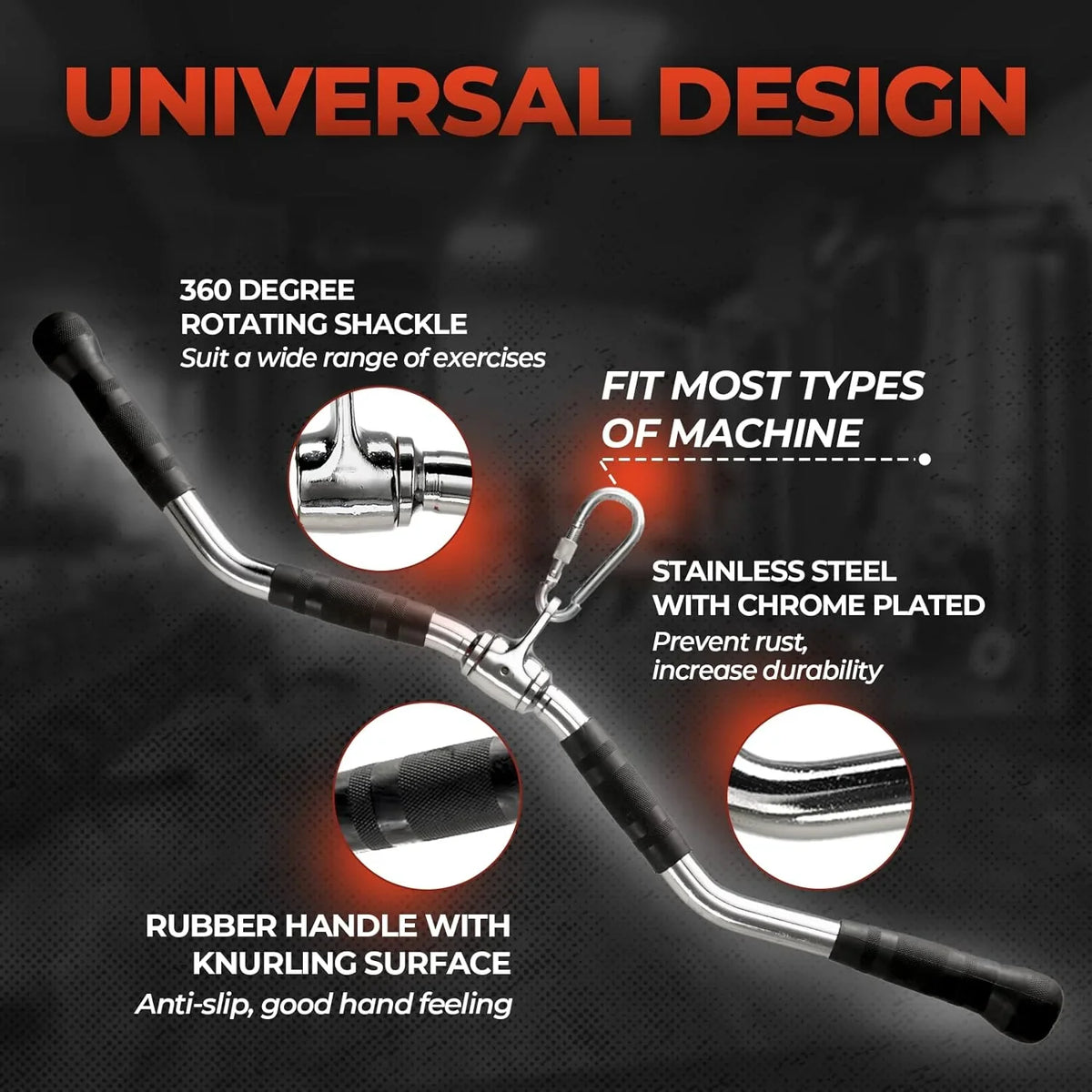 with Attachment Down Handgrips Attachments Bar/Cable Equipment, Yes4All LAT Attachment for Grip Rubber LAT Press Gym Pulldown Pull Down Wide Handles/Curl Bar Rubber