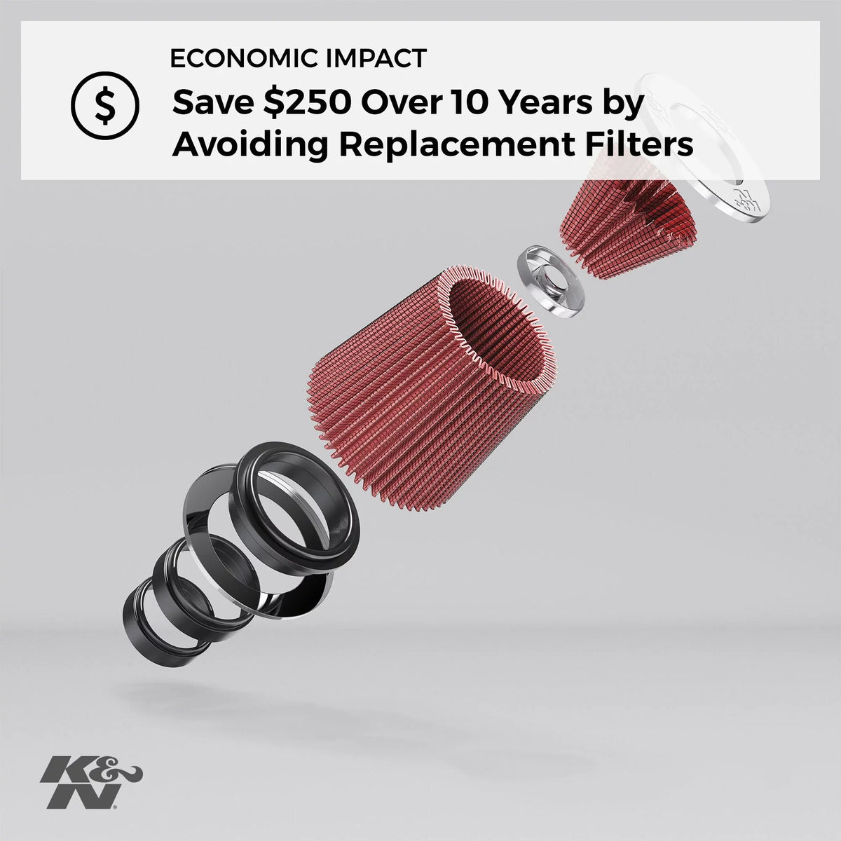 Filter: Premium, Performance, K&N X-Stream Round, 66-3050 Shape: High Filter: atmospheric Engine Replacement Washable, Top