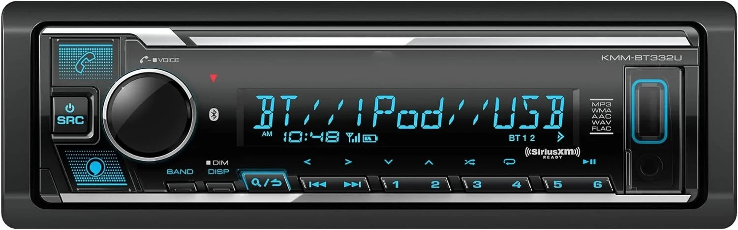 AM/FM Alexa, DIN Single Color with Bluetooth MP3 Tuner Compatible Car with Multi Built Face, LCD, KMM-BT332U Port, Stereo Radio, Player, Detachable SiriusXM Amazon USB in