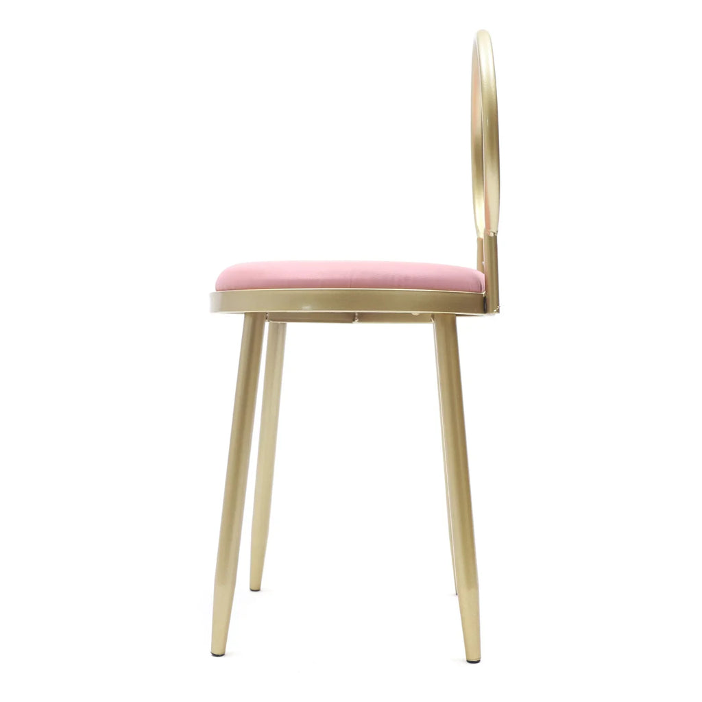 Chair, Pink 13.78*12.2*27.36" Iron Pink Stool + Gold Vanity Anqidi Simple Sponge Leather + Dresser