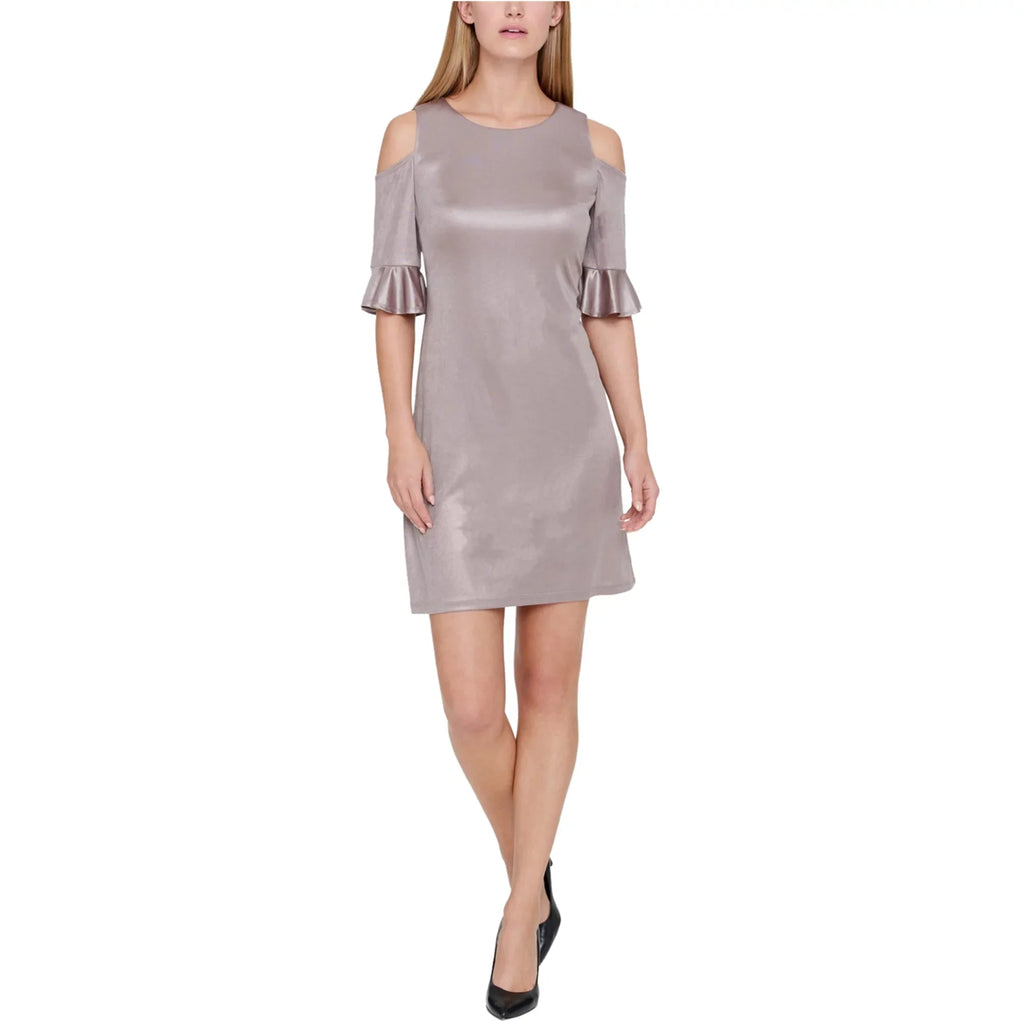 Metallic, Womens Hilfiger Dress, Tommy Shift Cold Shoulder 16