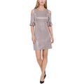 Metallic, Womens Hilfiger Dress, Tommy Shift Cold Shoulder 16