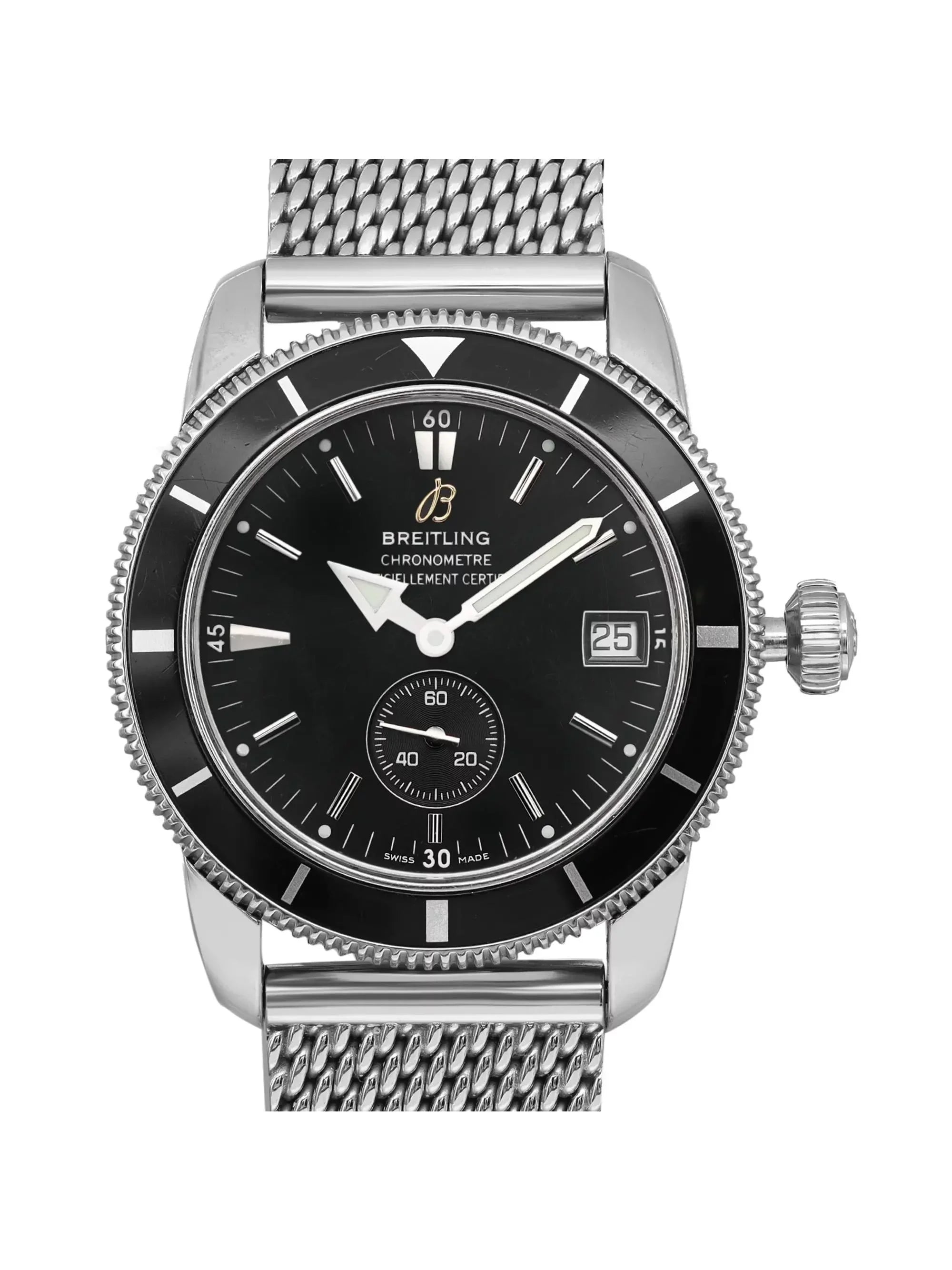 Black Steel A3732024-B869SS Heritage 38mm Dial Mens SuperOcean Breitling Watch