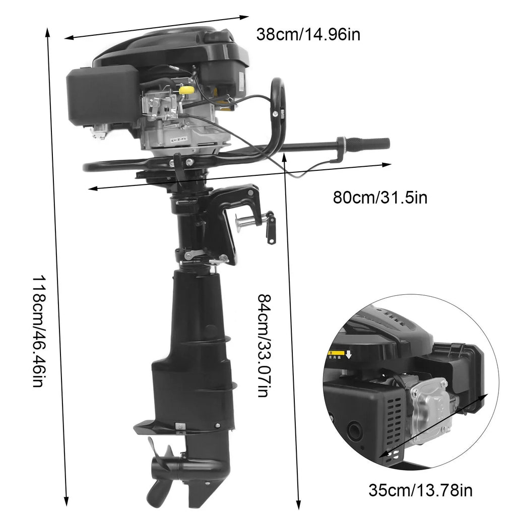 System Motor Fishing Cooling HP Boat EngineWater 7.5 1.8 Liters Outboard 196CC 3600R/Min