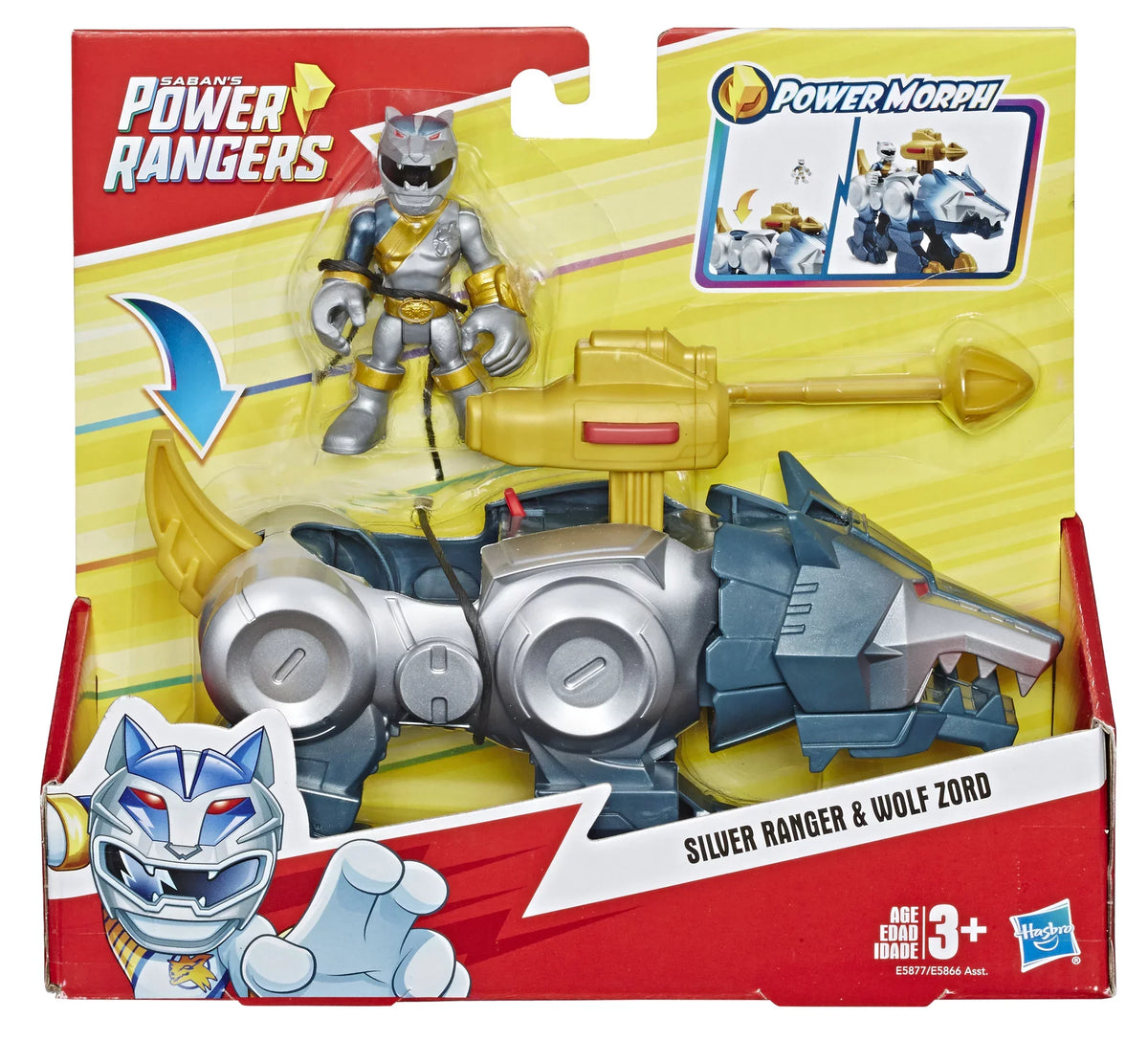 Silver Ranger and Heroes Playskool 2-Pack Figures Power Zord Rangers Wolf