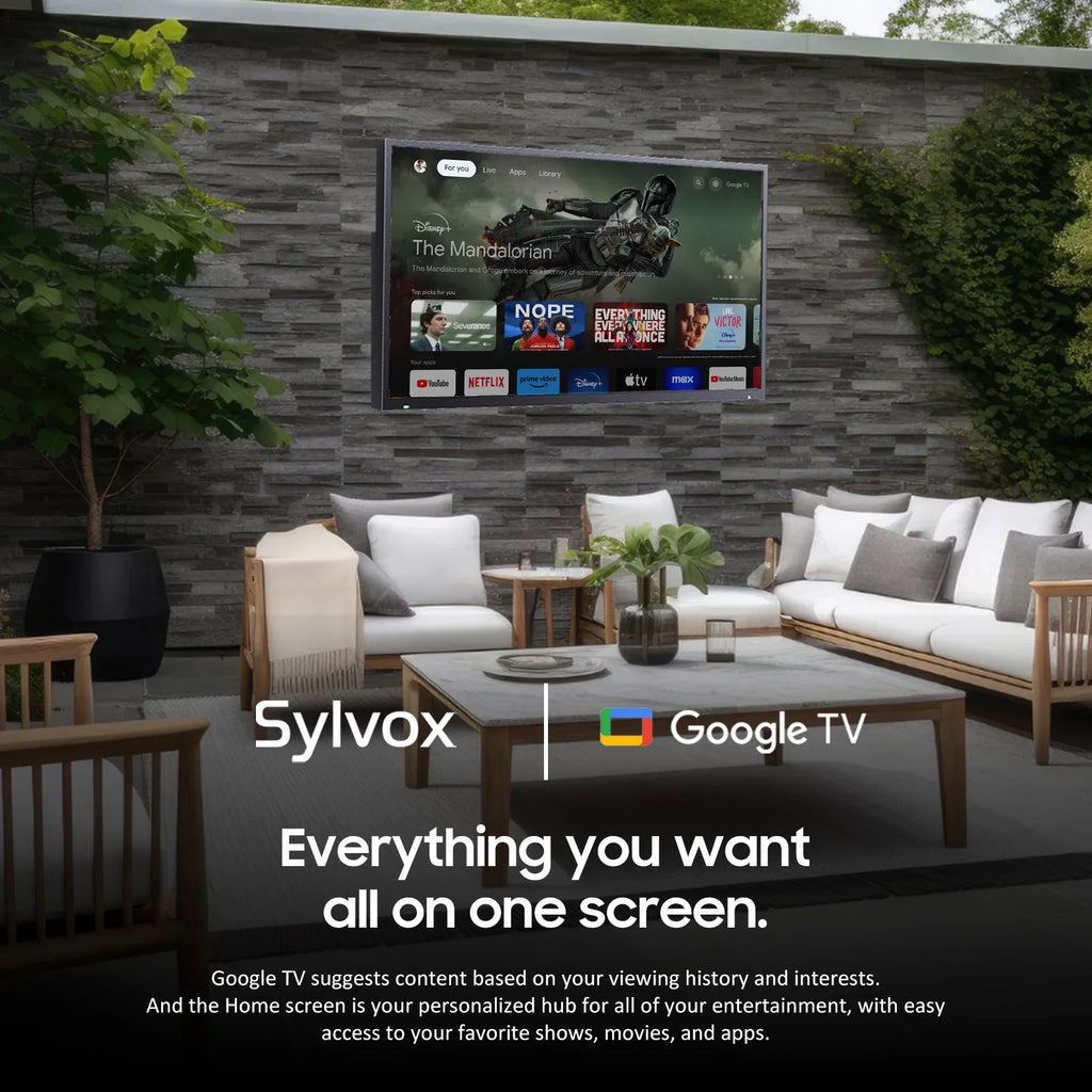 Patio Remote,1000nits Deck, 2.0) 43'' Chromecast Google TV, Smart Garden(Deck or Pro TV, Vision QLED Voice Television, Weatherproof for Waterproof, HDR, Outdoor QLED Built-in Dolby SYLVOX IP55