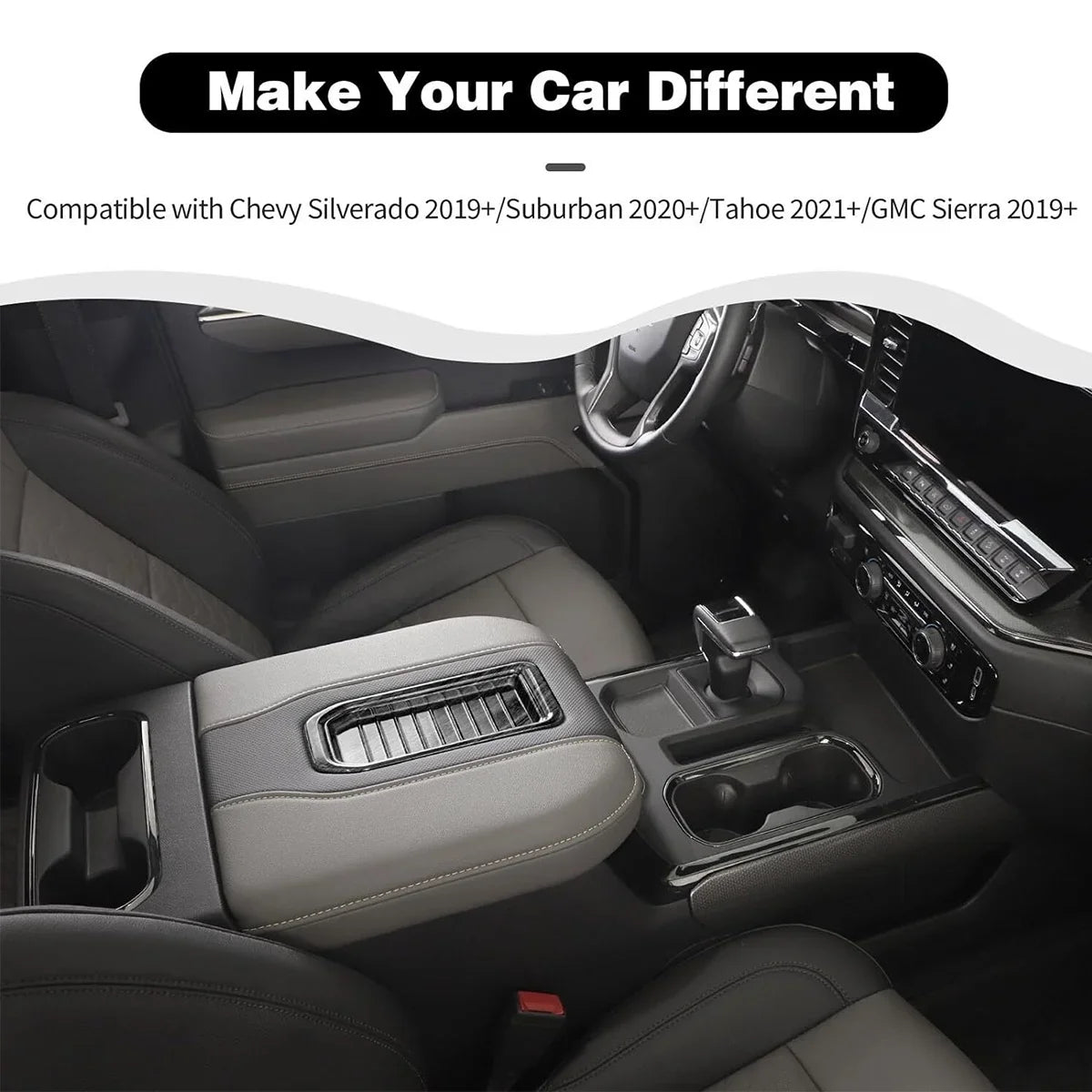 Cover Chevy Suburban Fit Black SIERRA Wood Box Storage Silverado Center Trim Grain Tahoe 2021 2019 For 2020 2022 Armrest