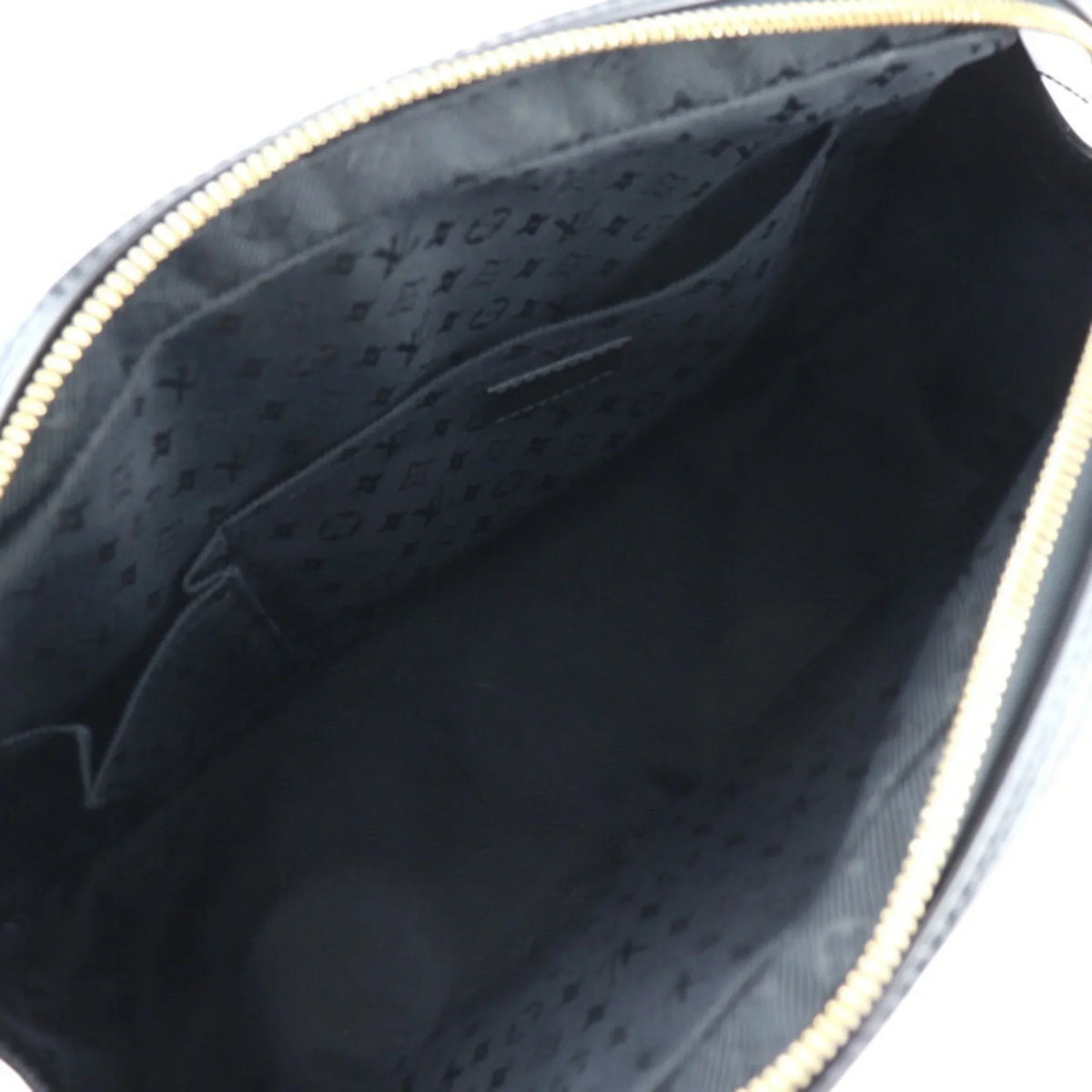 Gold Pre-Owned GM Vuitton Stamp LOUIS VUITTON Gray Hardware (Good) Black Leather Louis Bag Handbag Suede Calf M95237
