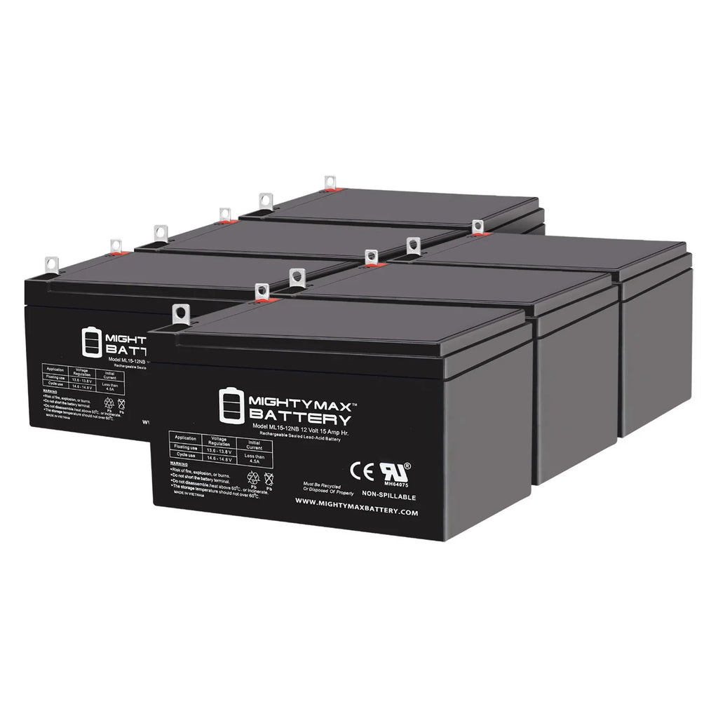 with 6 12V Evo Replacement ML15-12NB Compatible 500W - Scooter 15AH Electric Pack Battery