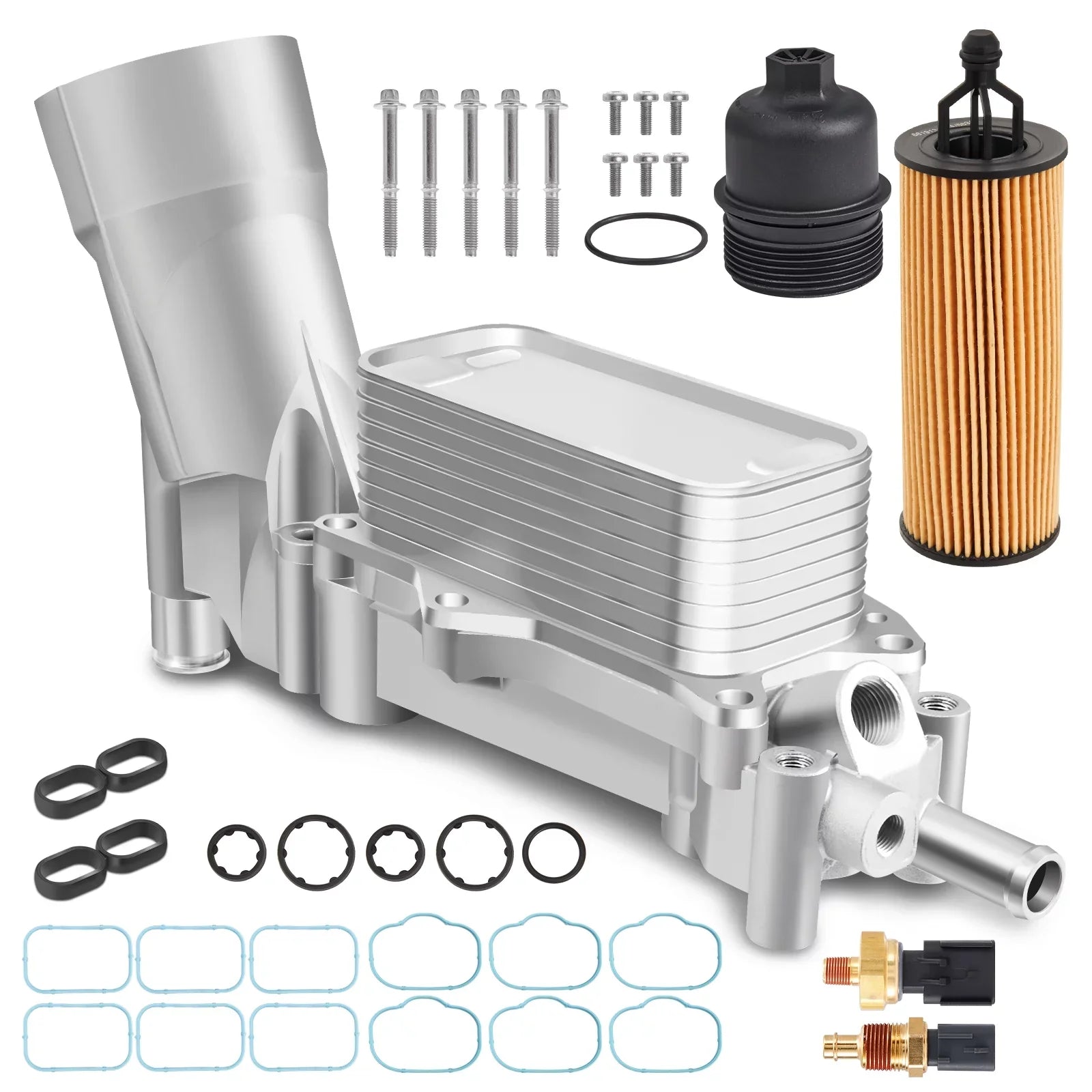 with and 926-959 3.6L for Engine Housing Oil Jeep Gaskets Ram Oil Aluminum Filter Sensors Chrysler Cooler Dodge 2011-2016