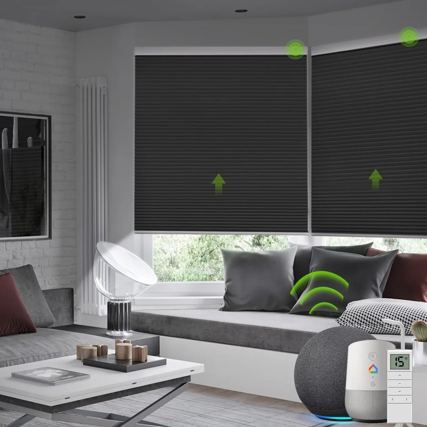 Honeycomb Smart Shade Blinds(100% Blackout Blackout Remote Automatic 72"H) Window Yoolax x Carbon Grey,54"W Control Cellular Motorized