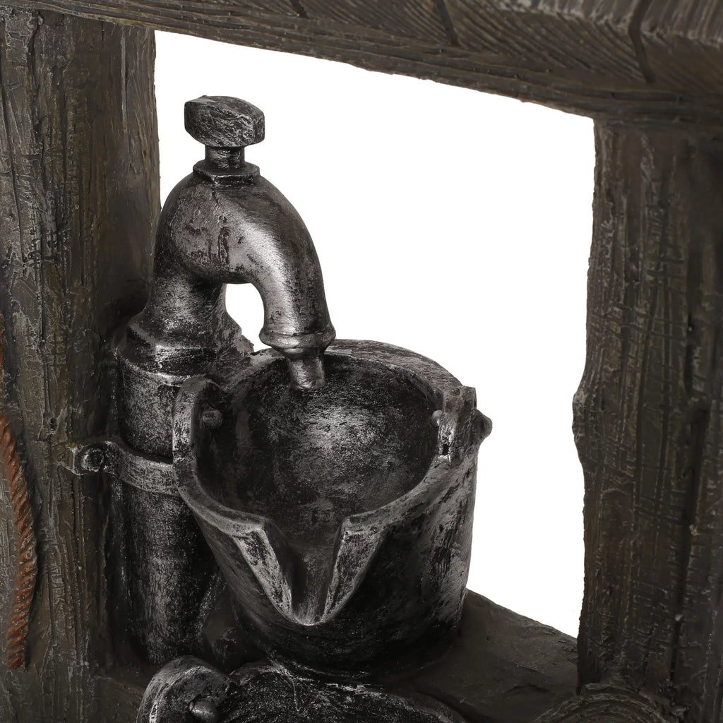 Outdoor and Berrien House 3-Tier Bucket Gray Noble Brown Fountain,