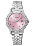 Seiko Women's Watch Steel SUR863 Dial Pink Swarovski Crystal