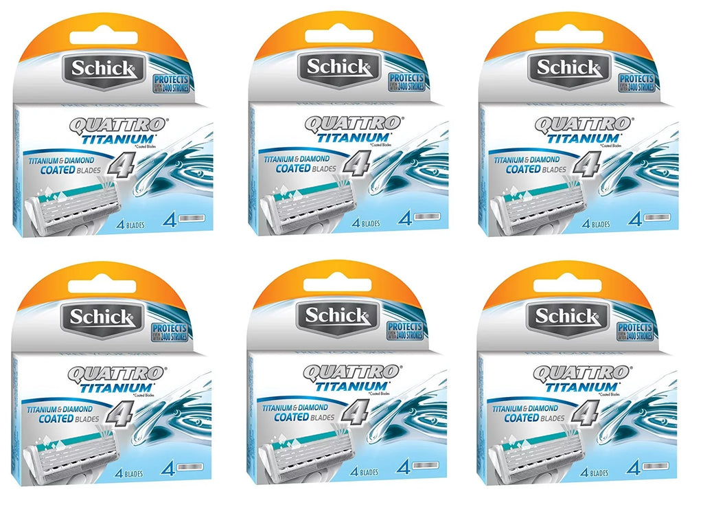 Schick Quattro + 24 Count - Cartridges Eyebrow Ruler Refill Titanium