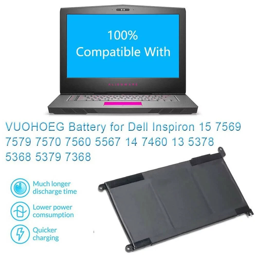 Battery Inspiron P66F 7573 WDX0R Dell 5565 42WH P69G P75F for CYMGM Series