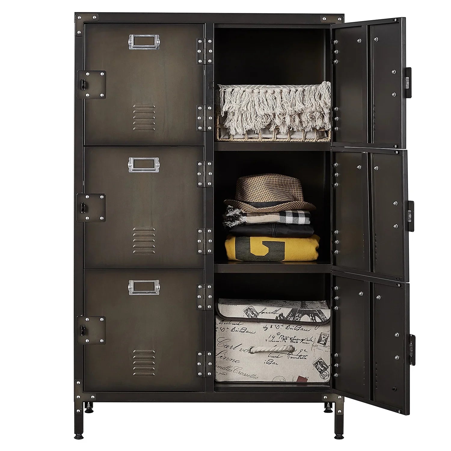 Metal for Steel Metal Bedroom Cabinet Locker Storage Employees STANI Shelf Locker Cabinets 47.3" Locker ,Office with Students Steel Gym School 2 Storage