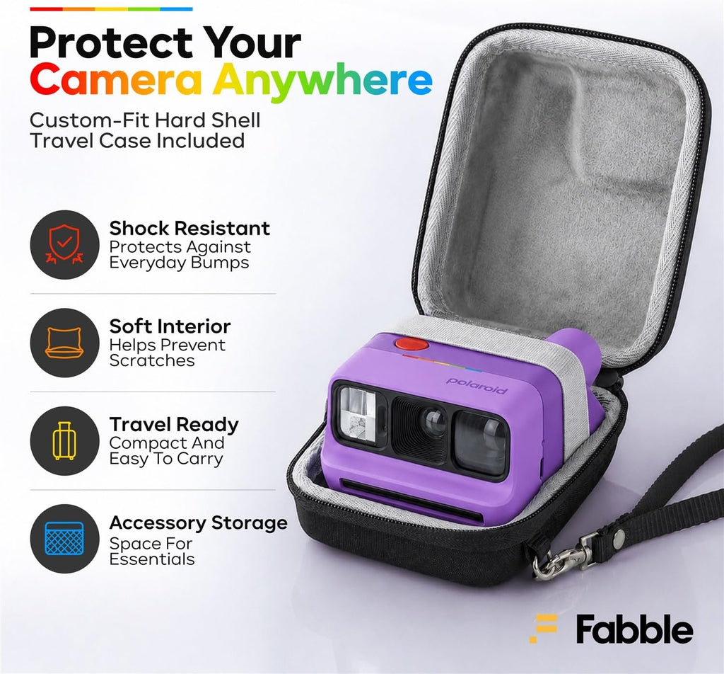 Polaroid Go Generation 3 Instant Film Camera Bundle with Go Color Film 16 Exposures, Protective Hard Case, Wrist Strap, & Accs. for Instant Photography (Purple)