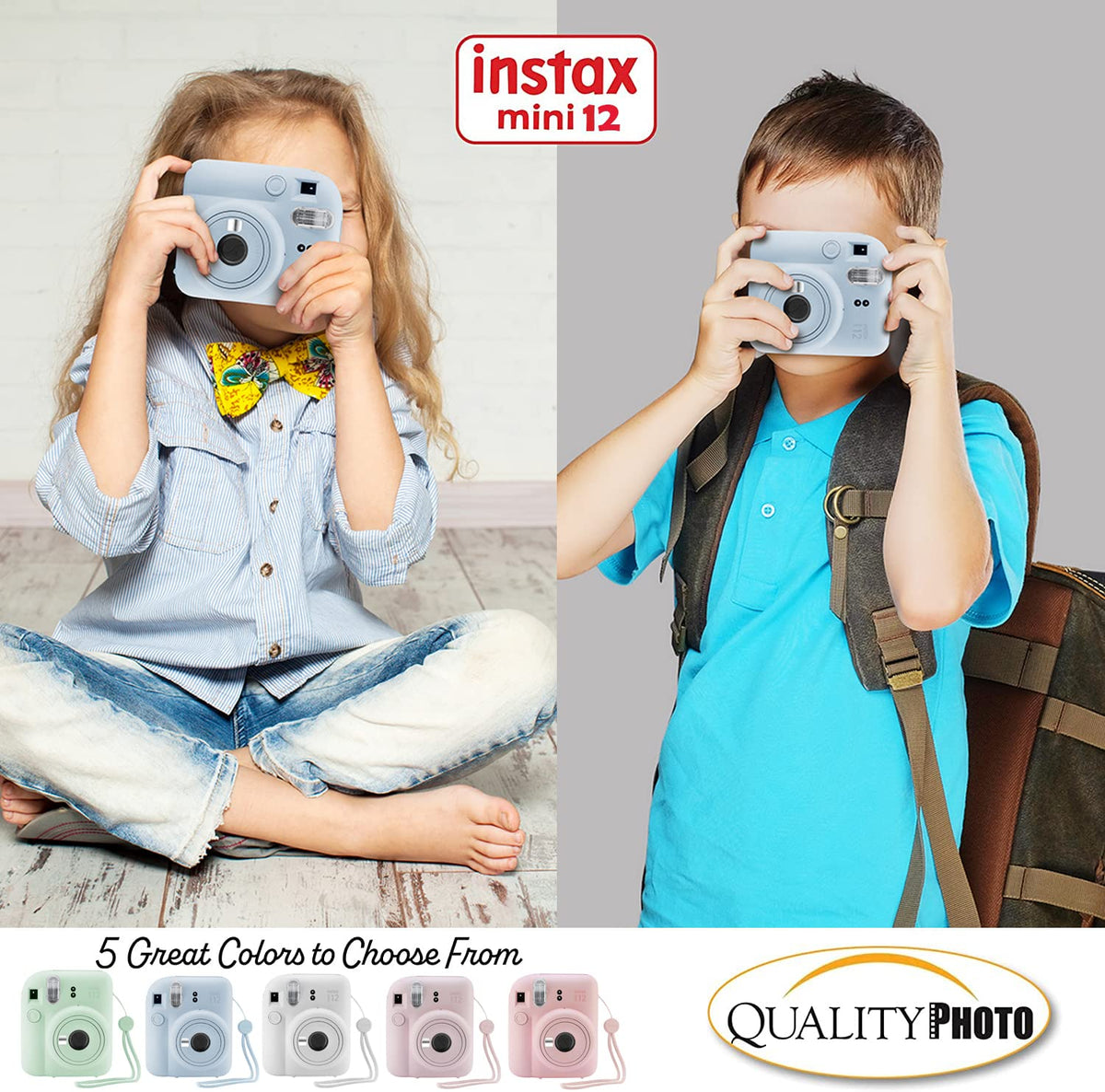 Fujifilm Instax Mini 12 Instant Camera + 60 Photo Prints + Accessories, Lilac Purple
