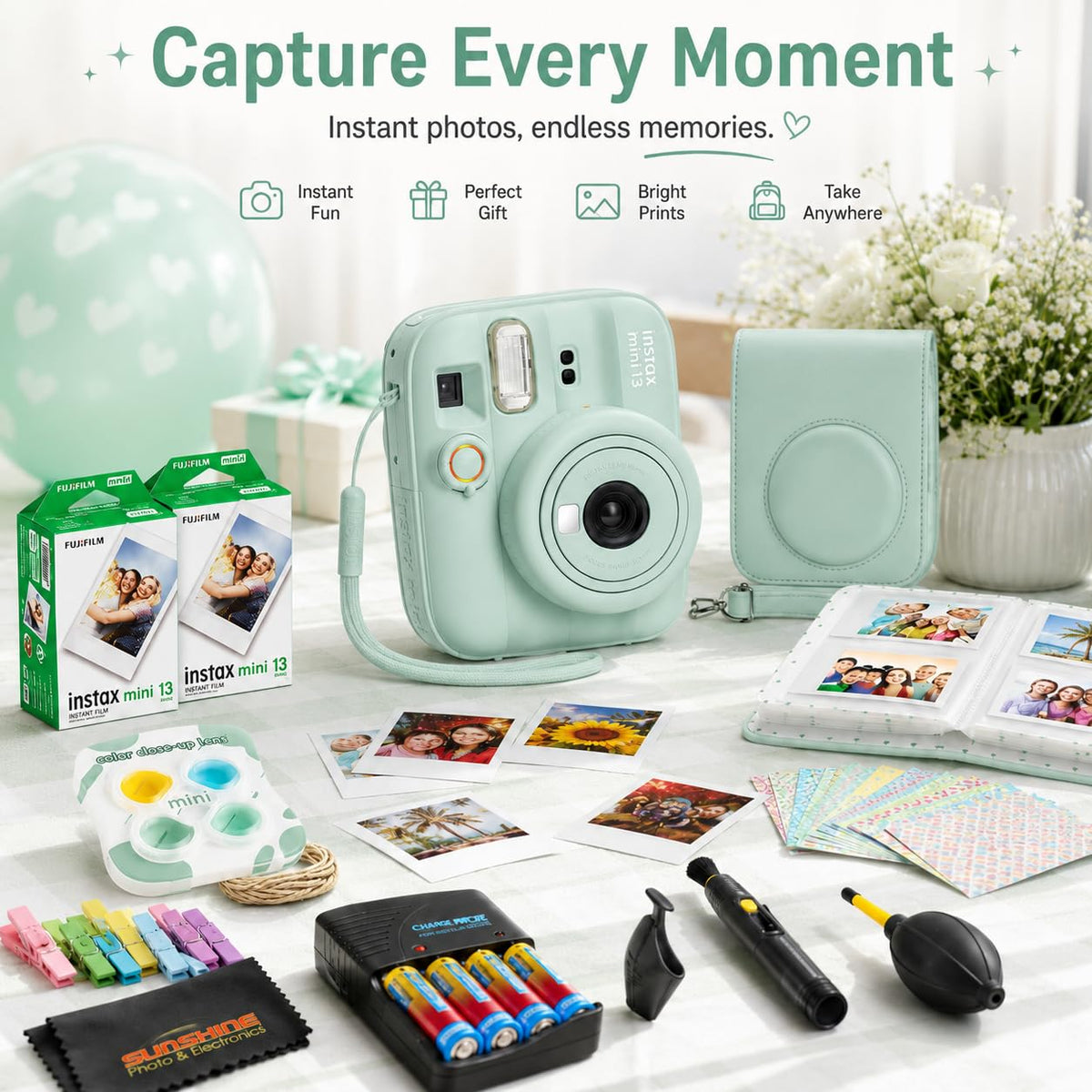 FUJIFILM instax Mini 13 Instant Film Camera Bundle (Candy Pink)