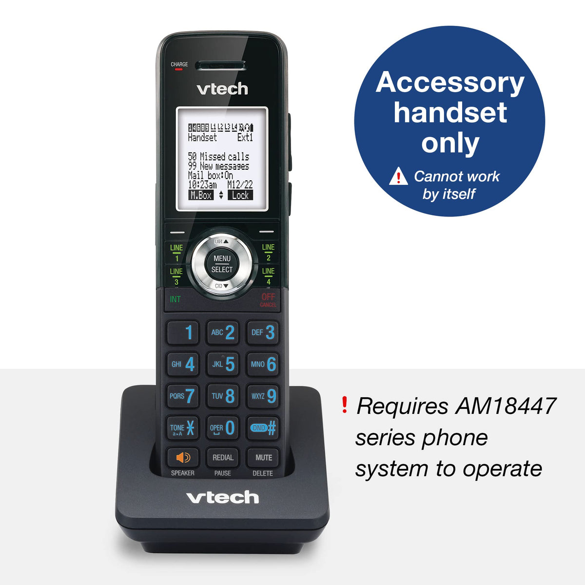 VTech AM18447 Main Console 4-Line Small Business Phone System - Expandable to 10 Stations, Digital Answering Machine, Auto Attendant, Intercom & Custom Music on Hold, Black