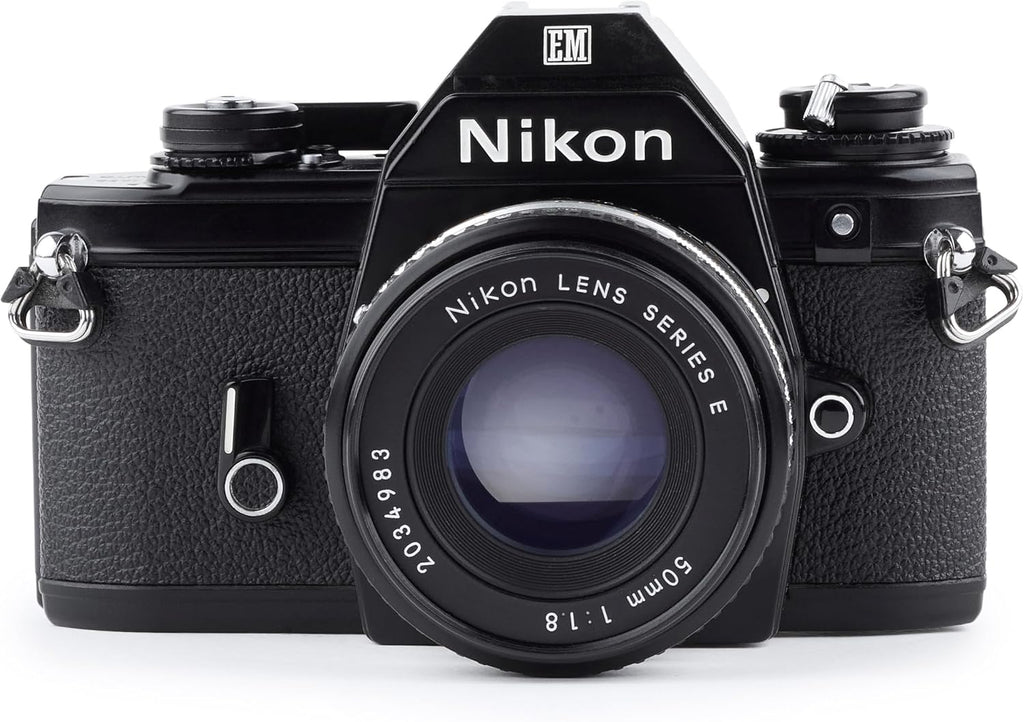 Nikon Em 35mm SLR Film Camera Black Body with Nikon F Mount 50MM F1.8 AI Manual Focus Lens. (Renewed)