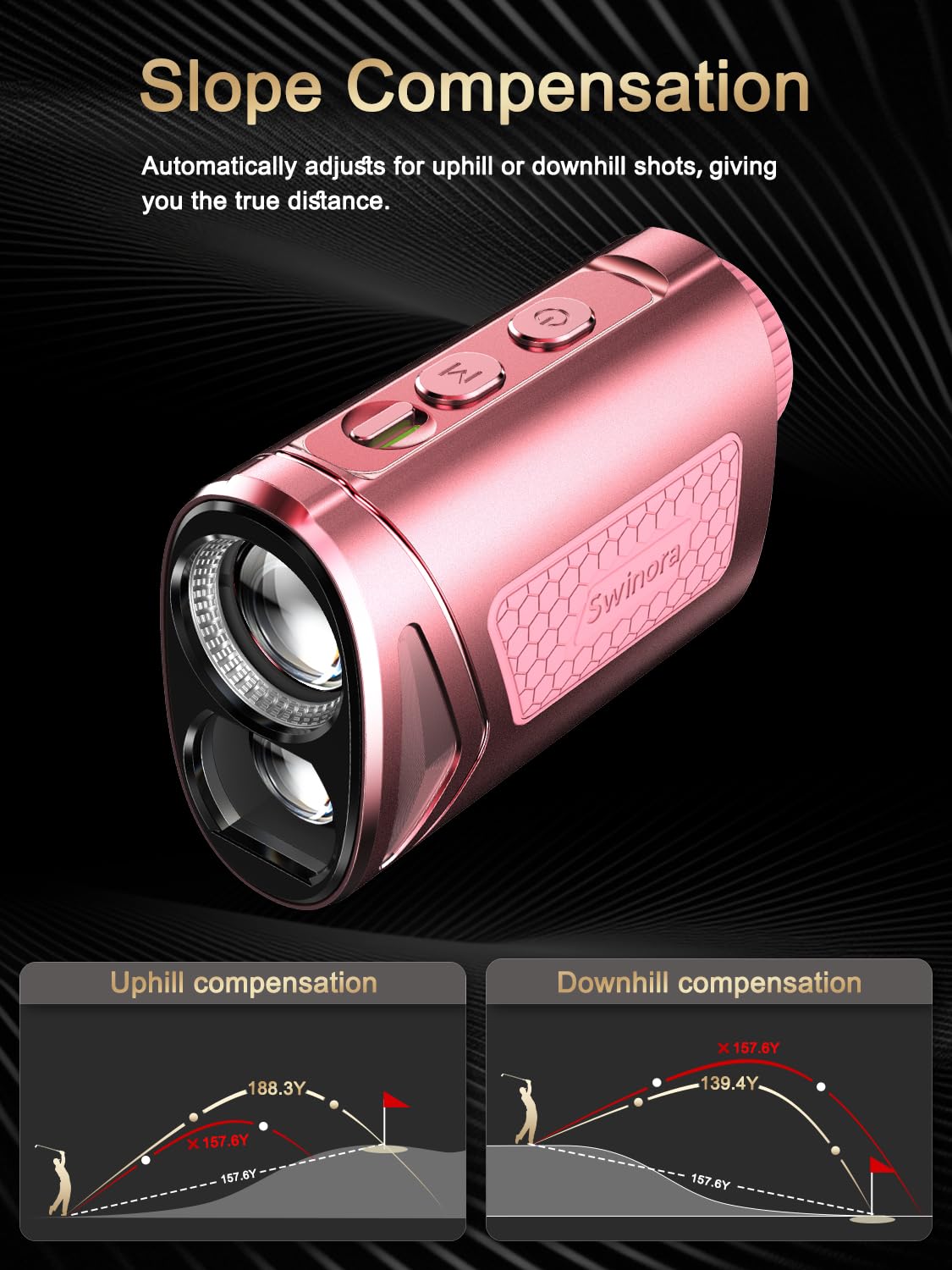 1300Y Golf Rangefinder with Slope, Flag Lock Vibration, 7X Magnification
