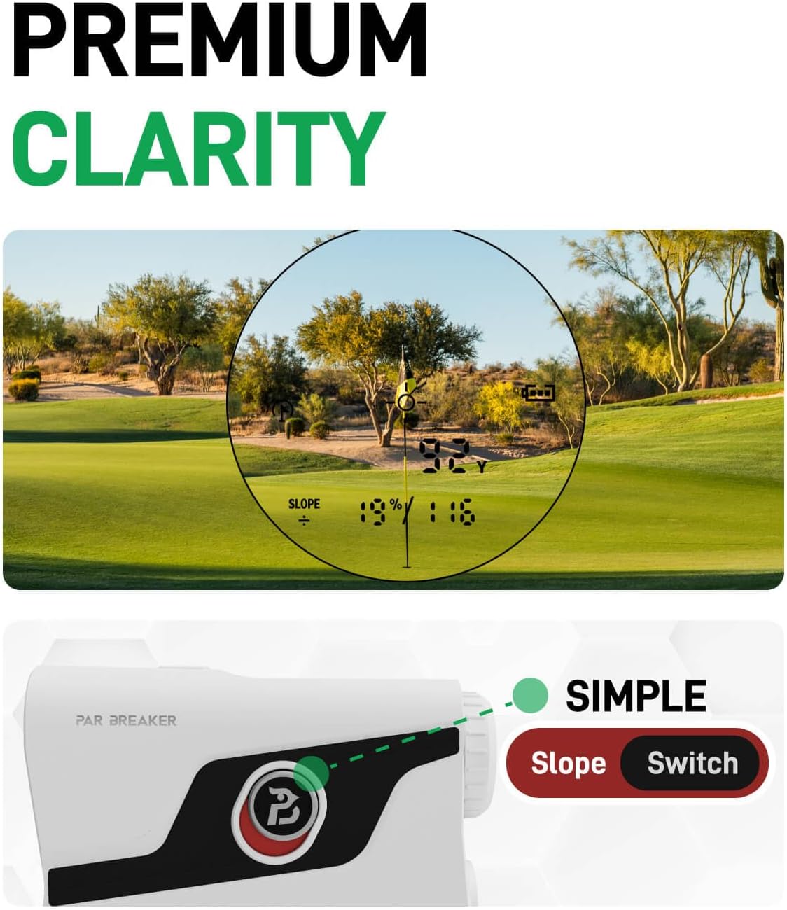 Yard Sync L30 Golf Laser Rangefinder with Slope On/Off Switch