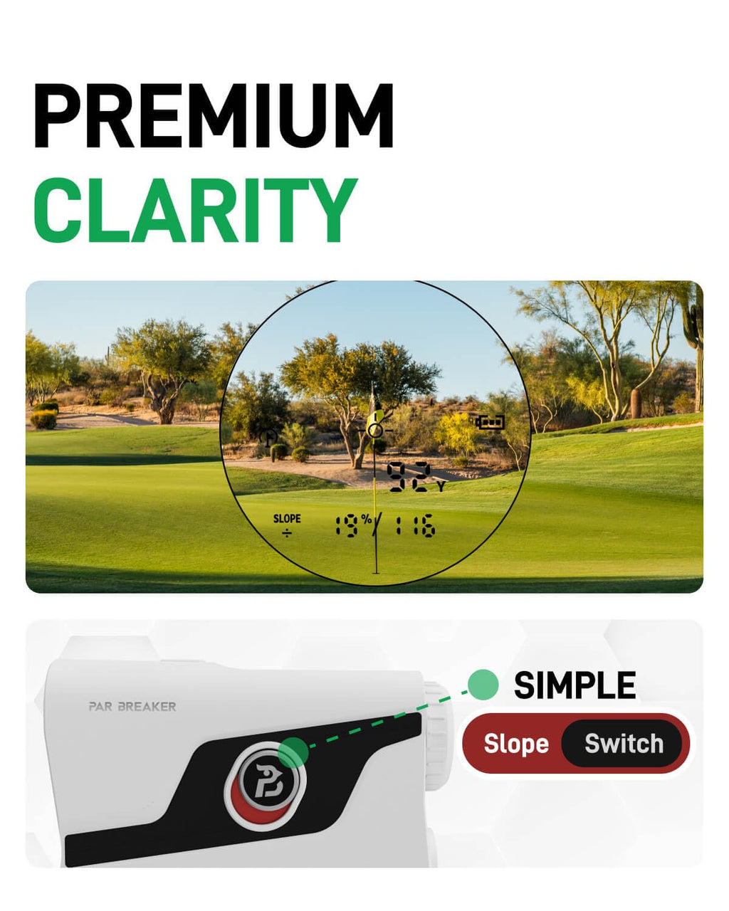 Yard Sync L30 Golf Laser Rangefinder with Slope On/Off Switch