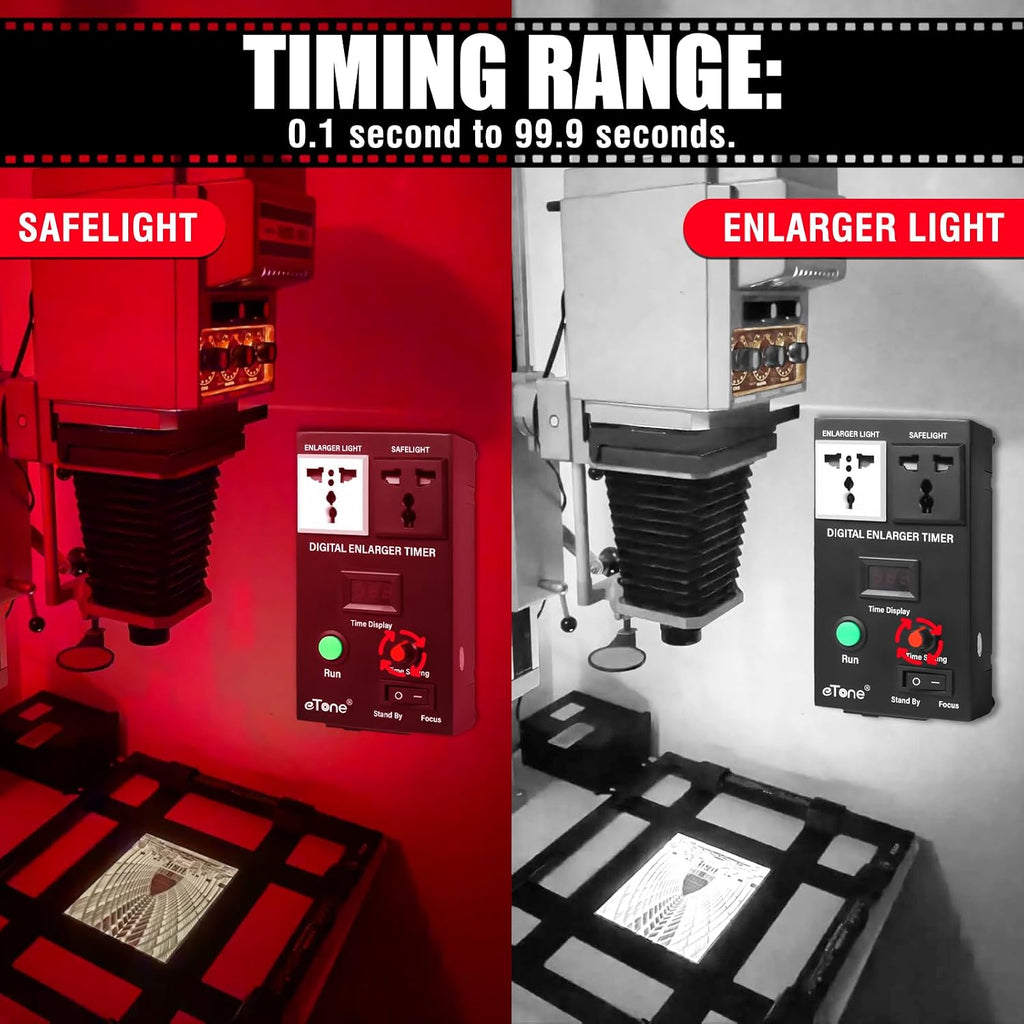 eTone Professional Digital Darkroom Timer for Precision Photo Enlargement - Exposure Control Device with LED Display